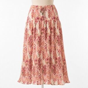 Vintage Y2K Floral Fairy Tiered Maxi SKirt Size XL‎ Pink Cottagecore Boho Indie